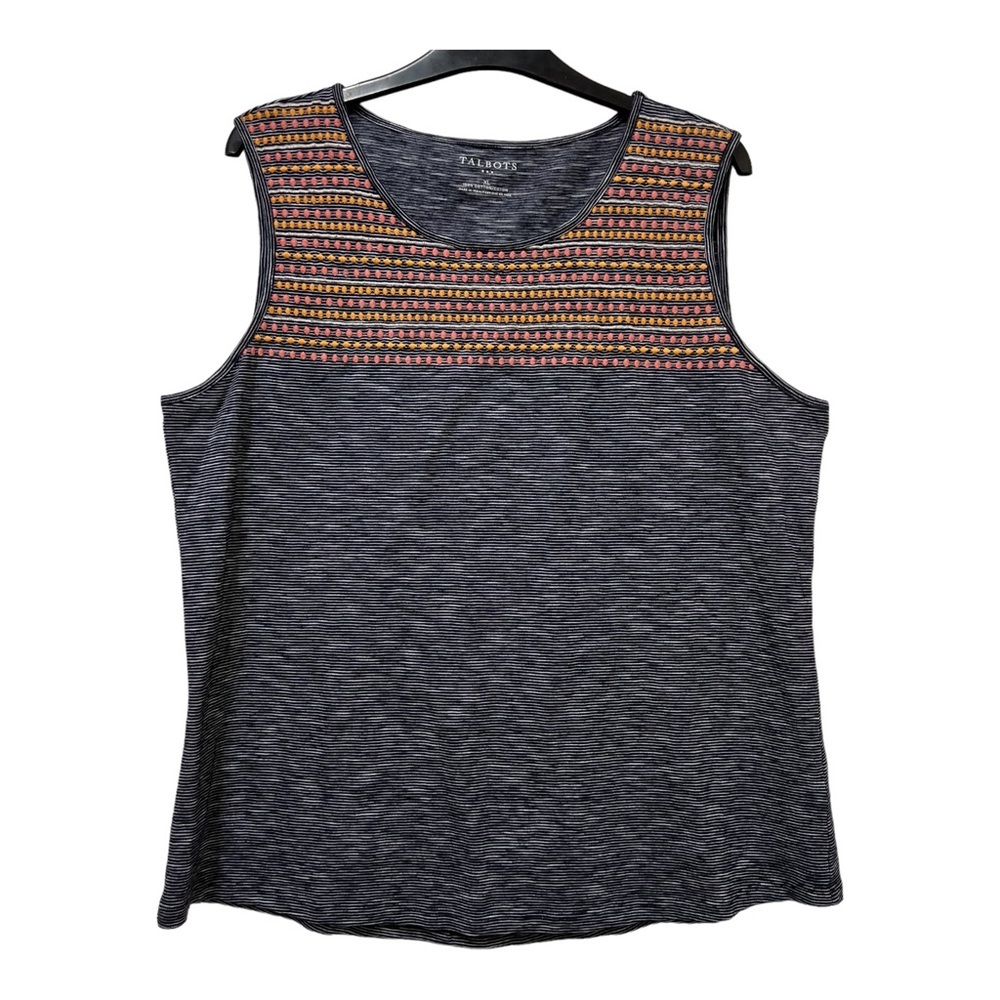 Talbots Sleeveless Embroidered Yoke Tank Top Size XL